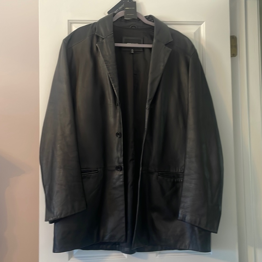Jones New York black leather blazer size XL